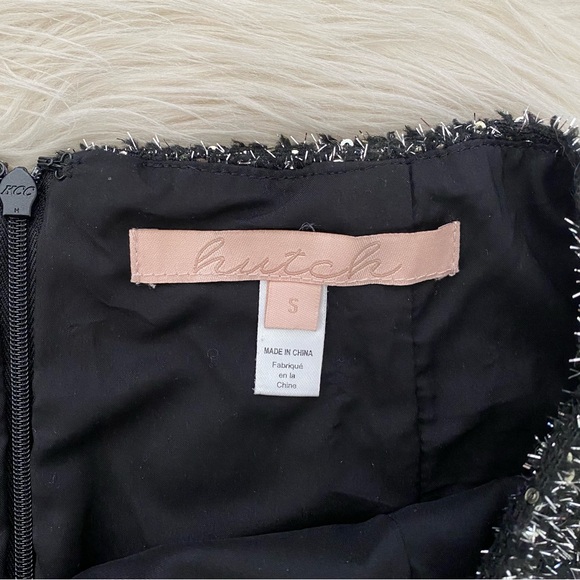 Anthropologie Hutch Silver Metallic Tinsel Black Saint-Michel Holiday Mini Skirt - Picture 8 of 9